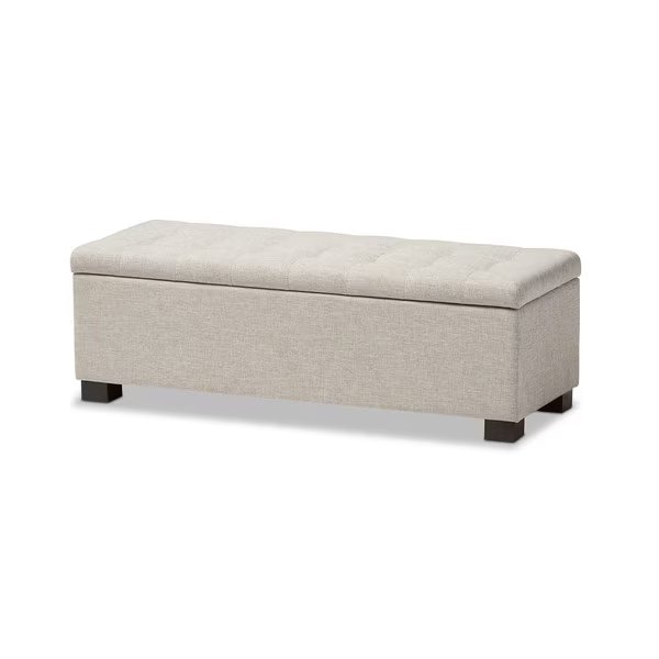 Roanoke Beige Upholstered Grid-Tufting Storage Ottoman Bench, Baxton Studio, Mfr#: 128-7045